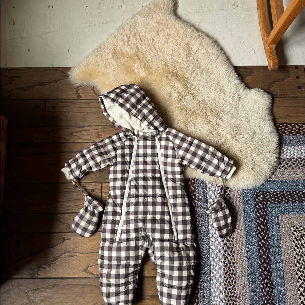 Rylee + Cru Checkered Baby Snowsuit with Hood